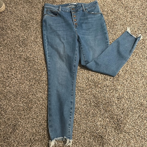 High Rise Button Up Skinny Jeans - Picture 1 of 4